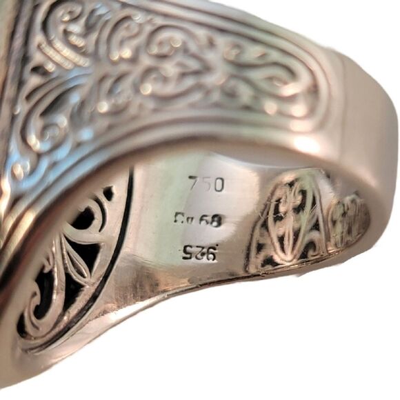 Konstantino 18k Gold & Sterling  Filigree Oval Statement Ring - Picture 7 of 11